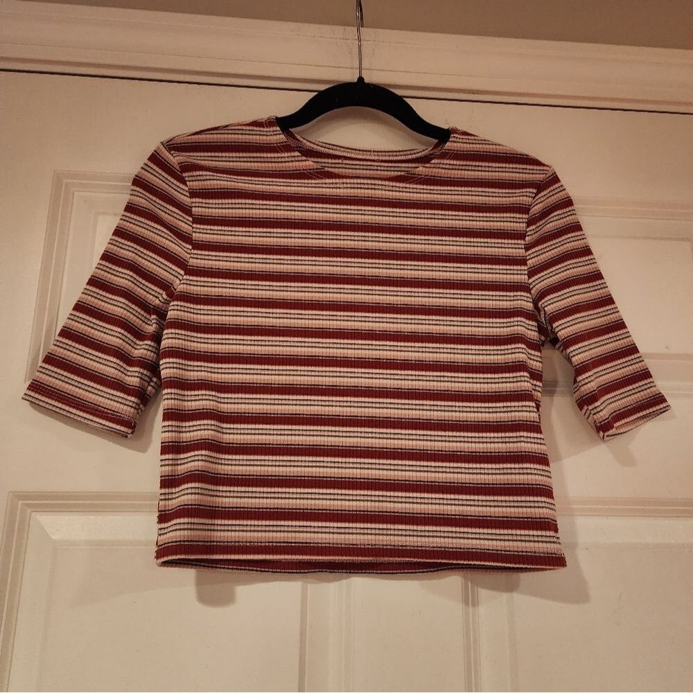 Ardene Stretchy striped ribbed knit crop top S